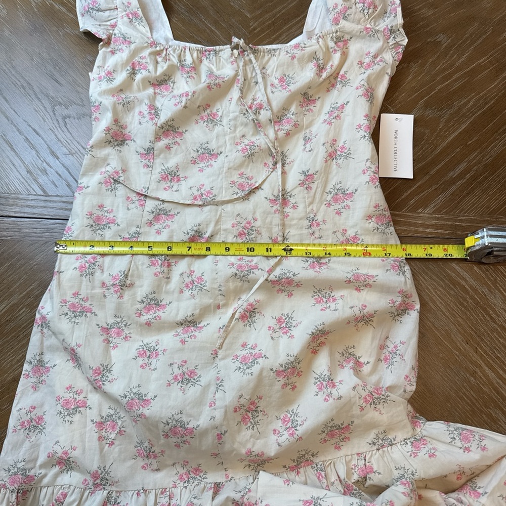 Worth Collective Bump friendly Emery Midi dress in pink and beige - Picture 9 of 10